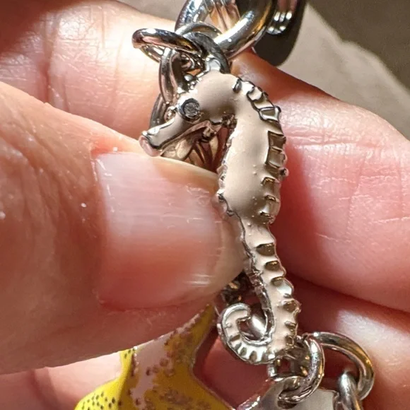 Coach Silver Keychain with Pink And White Crab And Other Colorful Beach Charms - Picture 6 of 6